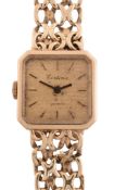 Certina, a lady's 9 carat gold wristwatch,   circa 1970, replacement quartz movement, gold dial,