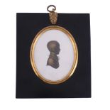 William Miers Silhouette portrait of a young boy to the right Painted on plaster and bronzed 8cm (3