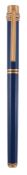 Cartier, a blue lacquer fountain pen,   the blue lacquer barrel with trinity cap ring , nib stamped
