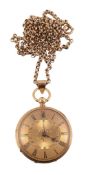 Thomas Allen, Barnsley, an 18 carat gold open face pocket watch,   no. 30172, hallmarked London