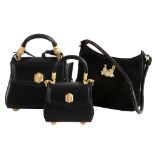 Barry Kieselstein Cord, three leather handbags,   all with gold-tone crocodile motif hardware, one