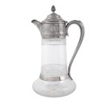 A Victorian silver mounted cut glass claret jug by Horace Woodward  &  Co.,   London 1879, with a