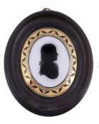 Attributed to John Miers Silhouette portrait of a gentleman to the right Painted on plaster 8.7cm (