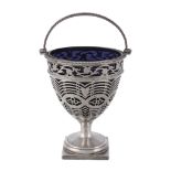 A George III silver pedestal cream basket by Burrage Davenport,   London 1778, the pierced body