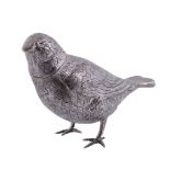 A Dutch silver coloured song bird novelty pepper pot,   pseudo marks, 1859-93 Dutch tax marks for