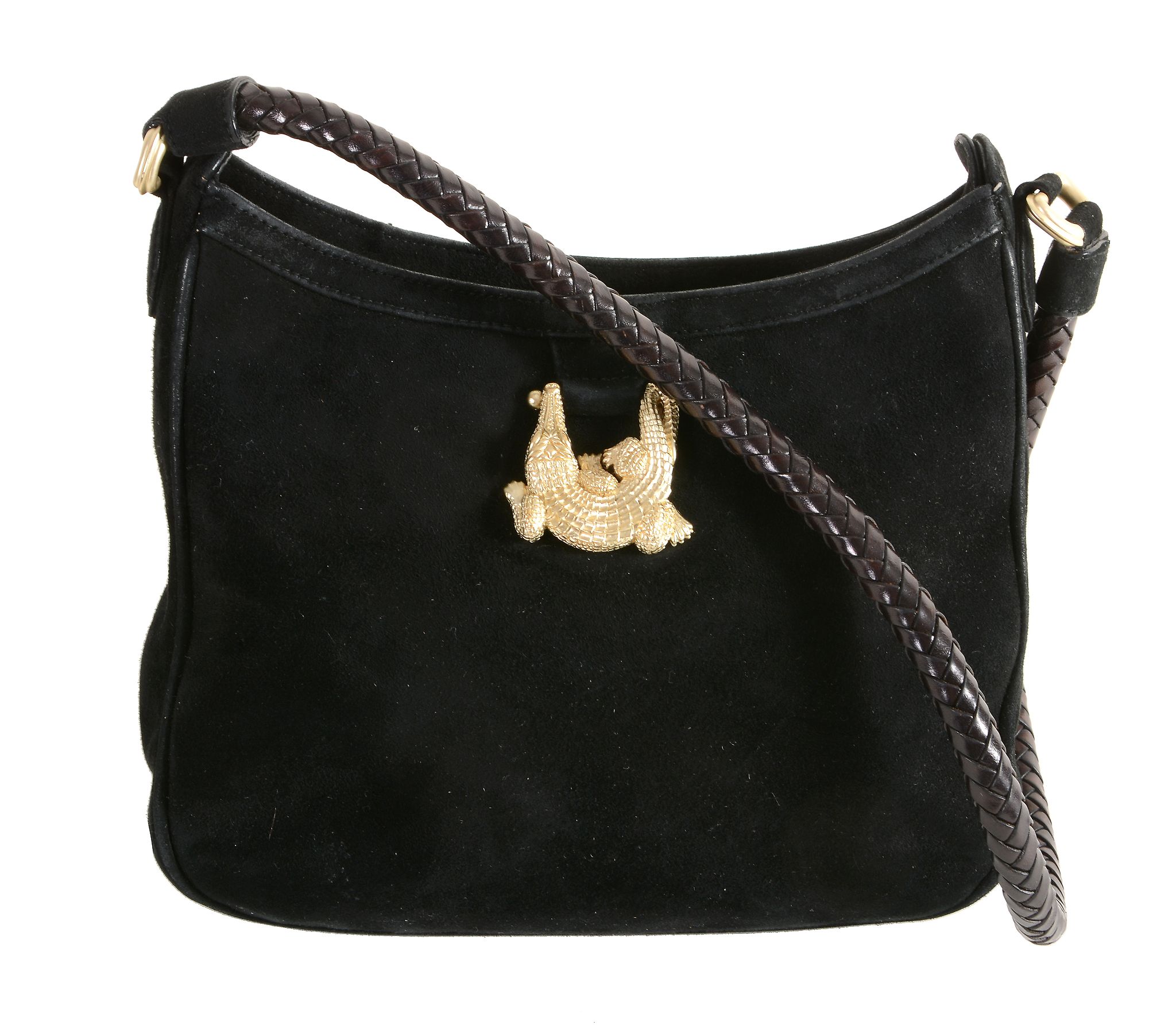 Barry Kieselstein Cord, three leather handbags,   all with gold-tone crocodile motif hardware, one - Image 2 of 6