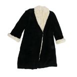 A 1930's ermin lined evening coat  , fully lined to black brushed wool body, with fur cuffs and