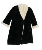 A 1930's ermin lined evening coat  , fully lined to black brushed wool body, with fur cuffs and