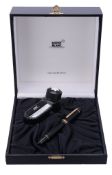 Montblanc, Meisterstuck 149, a black resin fountain pen,   the cap with gold plated clip and cap