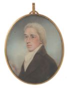 Charles Sherriff (b. circa 1750) Portrait of a gentleman in a brown coat Watercolour on ivory