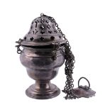 A George III silver thurible or church censer by Charles Kandler II,   London 1789, the ogee cover