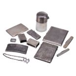 A collection of small silver,   including: a George IV or William IV small rectangular vinaigrette