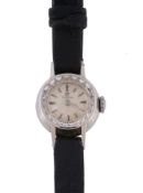 Omega, ref. 51104.5, a lady's 18 carat white gold wristwatch,   manual wind movement, 17 jewels,