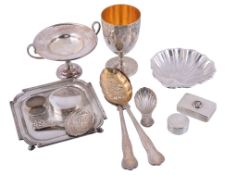 A collection of silver and silver coloured boxes and other small silver,   including: a Victorian