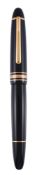 Montblanc, Meisterstuck, 146, a black fountain pen,   with a black cap and barrel, the nib stamped