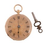 An 18 carat gold half hunter pocket watch, no. 61164, hallmarked Chester 1908, three quarter plate