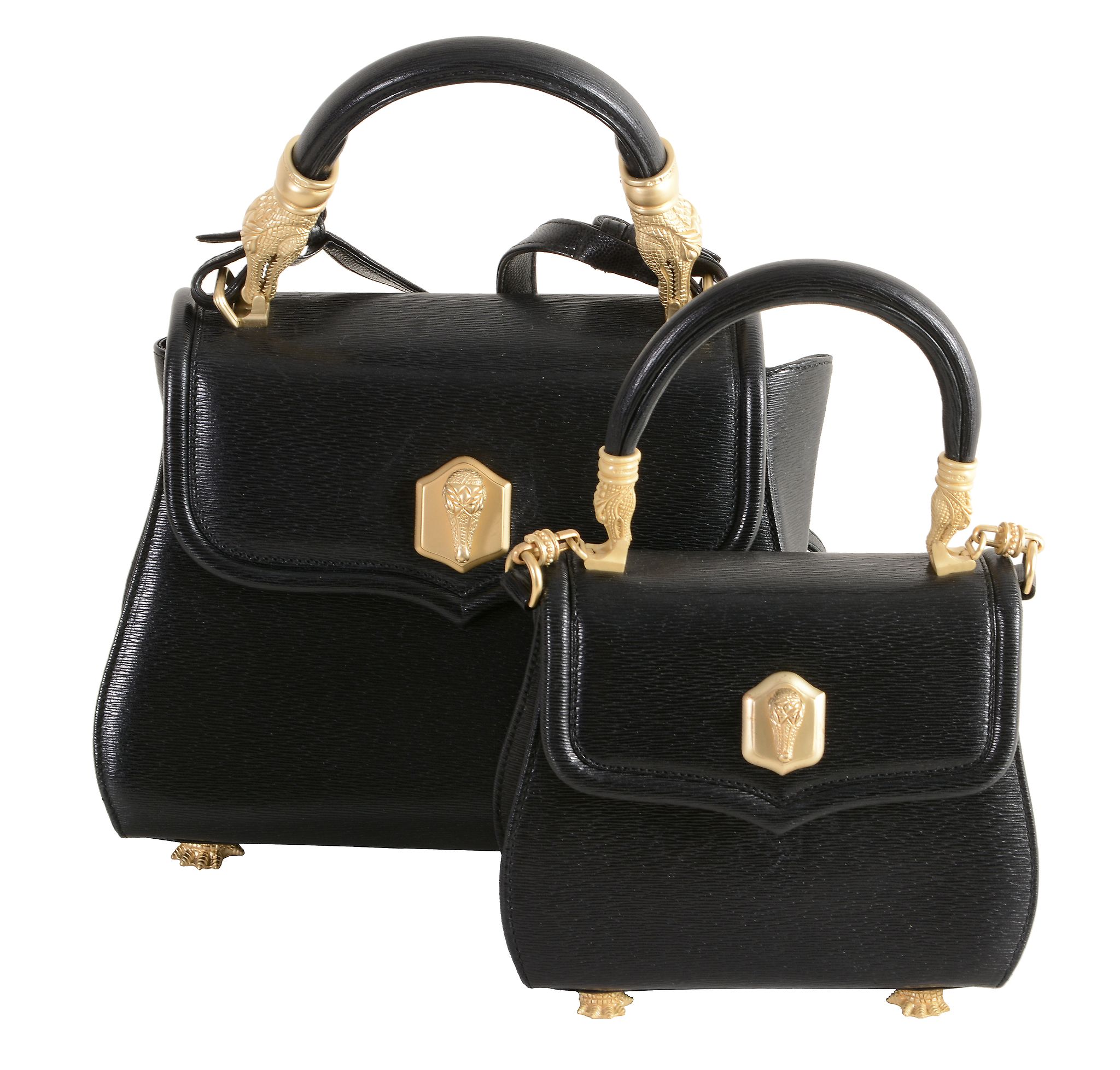 Barry Kieselstein Cord, three leather handbags,   all with gold-tone crocodile motif hardware, one - Image 6 of 6