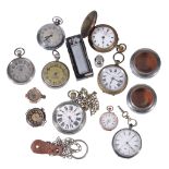 A collection of pocket watches,   to include: T. R. Russell, a white alloy open face military