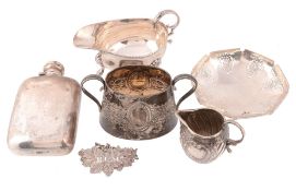 A collection of small silver items,   to include: an oval sauce boat by W. Batty  &  Sons, London