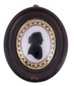 Attributed to John Miers Silhouette portrait of a gentleman to the right Painted on plaster 8.7cm (
