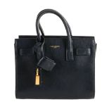 Saint Laurent, Sac De Jour, a dark blue baby tote bag  , with expanding concertina sides, a