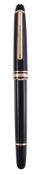 Montblanc, Meisterstuck, a black rollerball pen,   with a black cap and barrel, with gilt trim, in