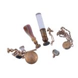 A collection of seals,   to include; a reticulated quartz swivel fob seal; a selection of fobs on a