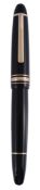Montblanc, 149, a black resin fountain pen,   circa 1990, with ink window and two colour 14 carat