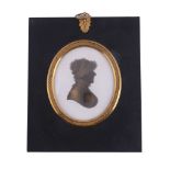 John Field (1772-1848) Silhouette portrait of a lady to the right Painted on plaster and bronzed