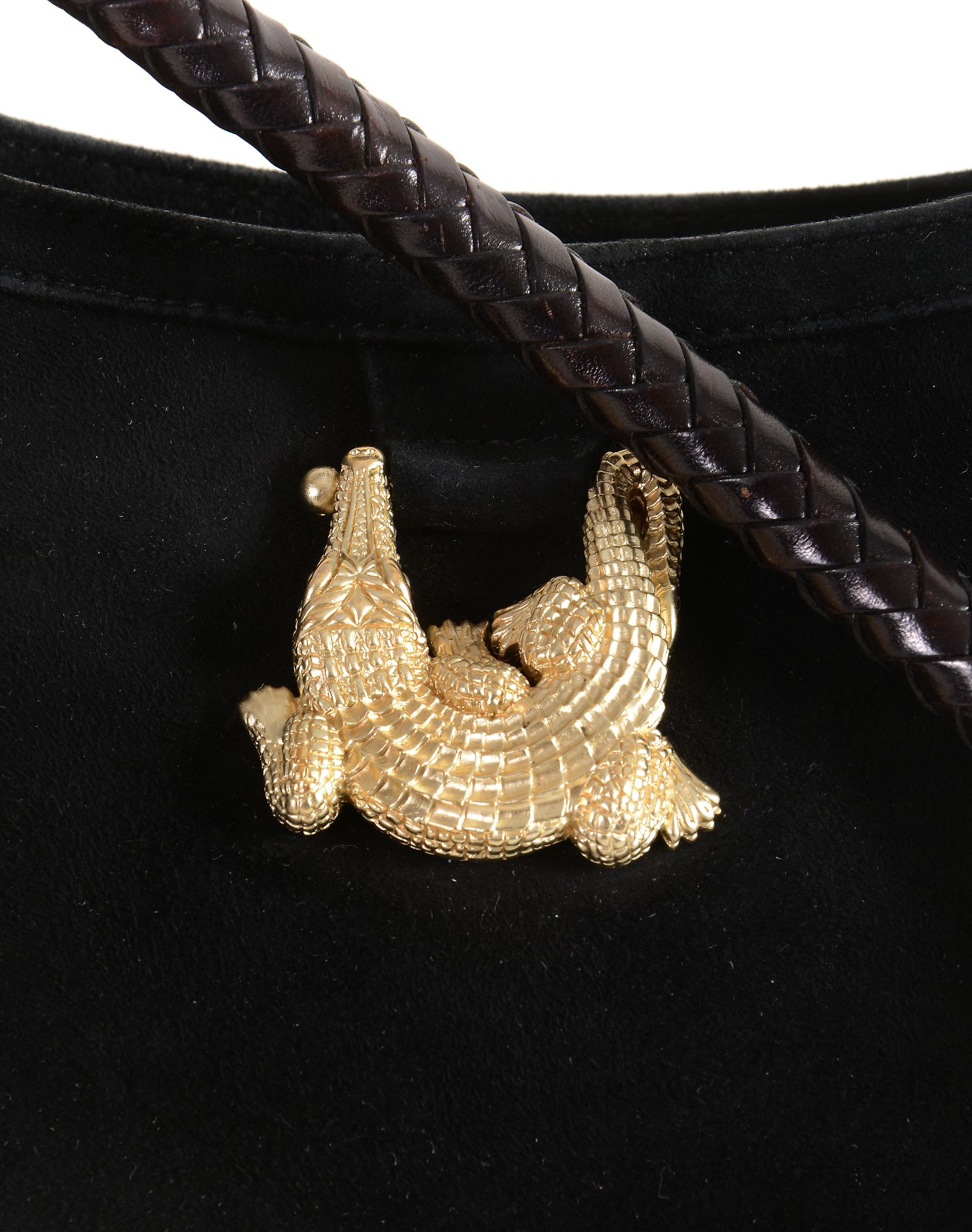 Barry Kieselstein Cord, three leather handbags,   all with gold-tone crocodile motif hardware, one - Image 3 of 6