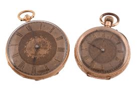 A Swiss 18 carat gold open face fob watch,   no. 91007, circa 1890, Swiss bar cylinder movement, 4
