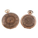 A Swiss 18 carat gold open face fob watch,   no. 91007, circa 1890, Swiss bar cylinder movement, 4