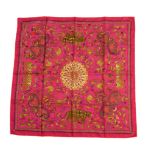 Hermes, Carre Kantha silk scarf,   with Indian inspired design on a fuchsia ground, circa 2008,