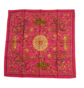 Hermes, Carre Kantha silk scarf,   with Indian inspired design on a fuchsia ground, circa 2008,