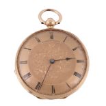 H. Nathan, an 18 carat gold open face pocket watch,   no. 8002, Swiss cylinder lever movement, gold