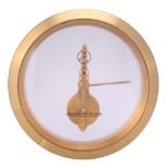 Jaeger LeCoultre, a perspex and gilt metal circular desk clock,   circa 1980, 8 day straight line