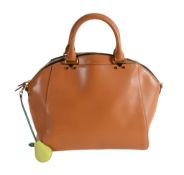 Emporio Armani, a tan leather handbag,   with a zip fastening, gold colour metal hardware and
