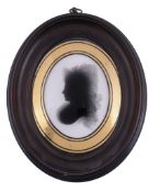 Attributed to John Miers Silhouette portrait of a lady to the left Painted on plaster 8.7cm (3 1/