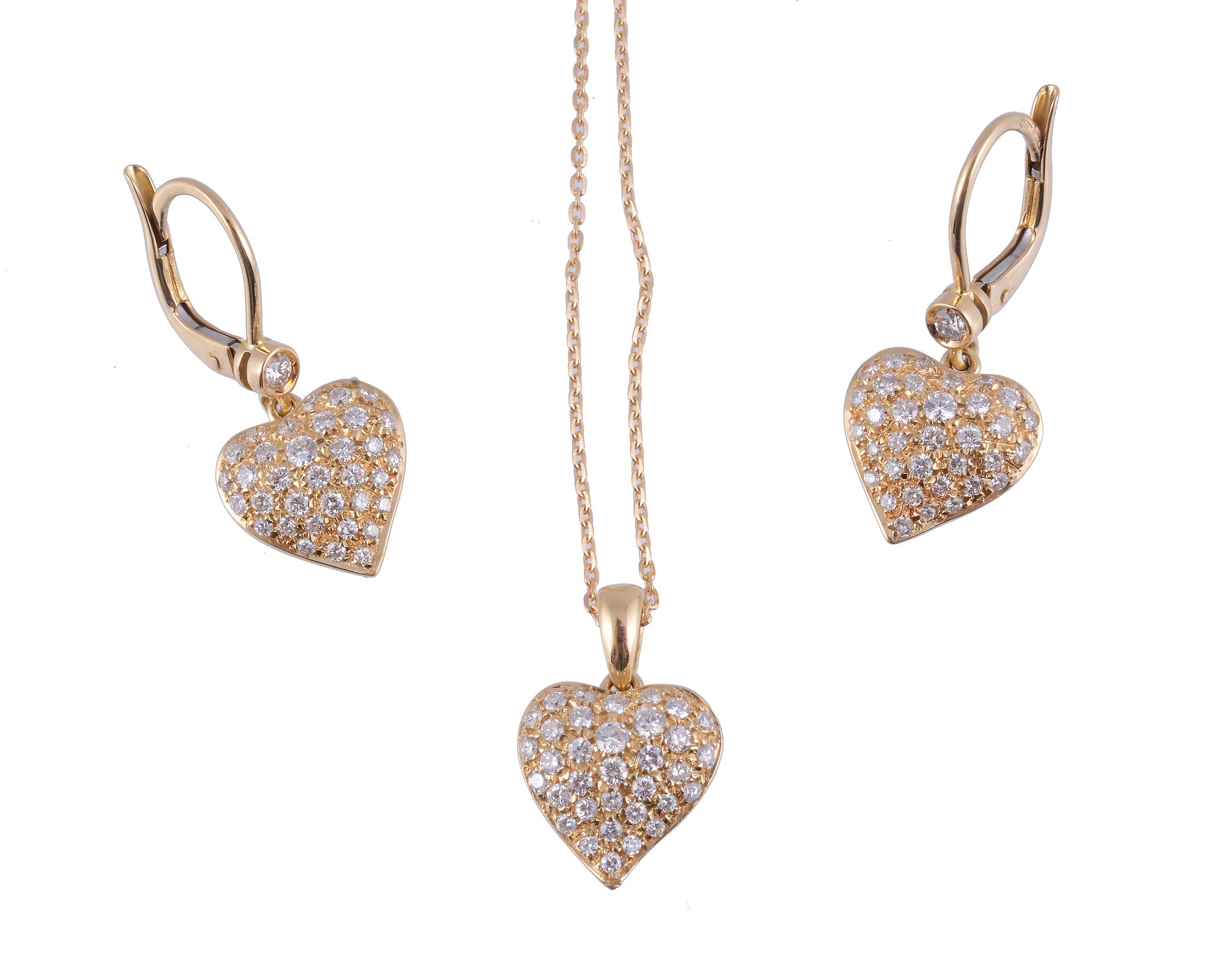 A diamond heart pendant,   the heart shaped pendant set throughout with brilliant cut diamonds,