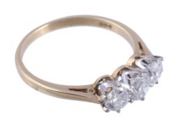 An 18 carat gold diamond ring,   set with three brilliant cut diamonds, stamped 750 with London