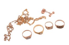 A small selection of jewellery,   to include: a diamond ring, the brilliant cut diamond in a claw