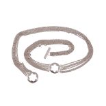 Montblanc, Star, a silver necklace,   composed of six belcher link strands, stamped 925, 74cm long,