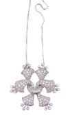 A diamond pendant/brooch,   the intertwining panels set throughout with eight cut diamonds,