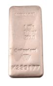 A one kilo silver coloured bar,   stamped Metalor, 1 Kilo, Silver, 999.0, Switzerland, K239177, 11.