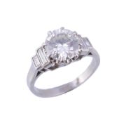 A single stone diamond ring  , the brilliant cut diamond estimated to weigh 1.80 carats, claw set