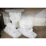 Two reconstituted stone bench ends one a/f  Best Bid