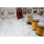 A quantity of glassware and decorative ceramics, to include wines, bowls, vases etc