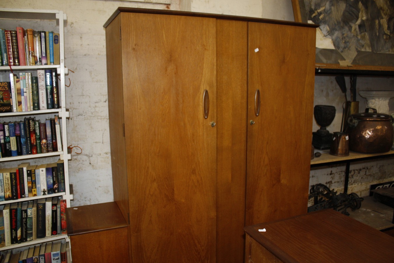A teak bedroom suite to include a wardrobe, chest, sideboard, bedside table - Image 3 of 3