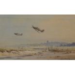 Denis Pannett (b. 1939) Hawker Hurricanes Watercolour Signed lower right 33.5cm x 53cm  Best Bid