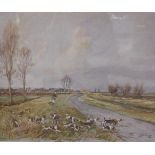 After Lionel Edwards (British, 1878-1966) 'Trinity Foot Beagles', 1950 Signed in pencil to the